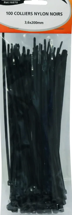 Discount Collier nylon 3,6x200mm noir (x100)