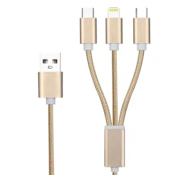 Outlet Cordon USB FPE Lightning / micro USB / type C doré - 1m
