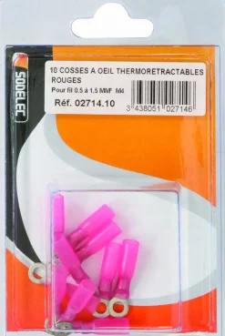 Clearance Cosse à oeil isolée thermorétractable rouge M4 (x10)