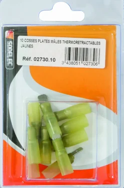 Discount Cosse plate mâle isolée thermo jaune 6,3x0,8mm (x10)