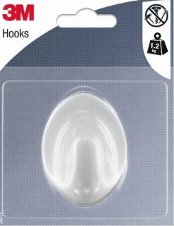 Sale 3M Crochet adhésif ovale en plastique blanc grand modèle
