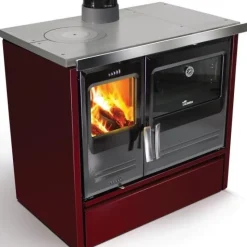 LACUNZA Cuisinière à bois Etna 7T fonte/bordeaux