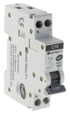 ZENITECH Disjoncteur phase neutre 3kA 10A