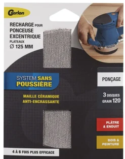 GERLON 3 disques ponçeuse - Maille Céramic 125mm Grain moyen 120