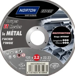 Hot NORTON Disque à tronçonner/ébarber le métal 125x2,2x22,2