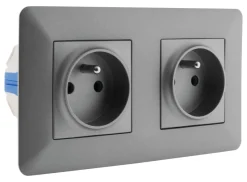 Outlet ZENITECH Double prise 2 pôles + terre artezo pré-câblée titanium