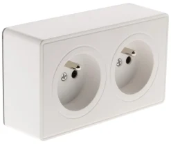 Hot ZENITECH Double prise 2 pôles + terre 16A saillie vulco blanc