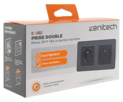Sale ZENITECH Double prise 2 pôles + terre easyeject kouro
