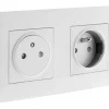 Best ZENITECH Double prise push artezo blanc câblée + boîte 2 pôles