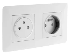 Best ZENITECH Double prise push artezo blanc câblée + boîte 2 pôles