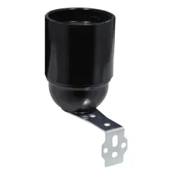 New TIBELEC Douille bakélite E27 noire à support équerre