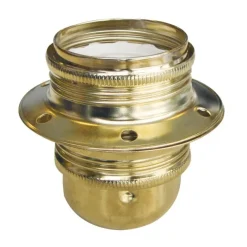 TIBELEC Douille métal E27 double bague finition acier laitonné