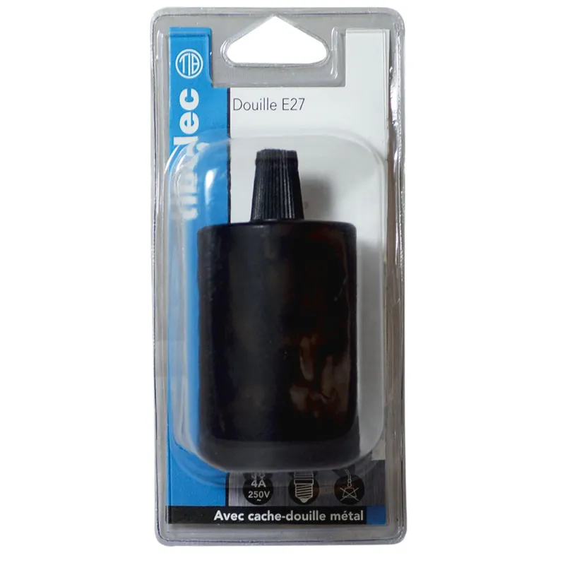 Discount TIBELEC Douille métal E27 noire