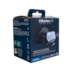 New TIBELEC Détecteur de mouvement infrarouge noir IP65