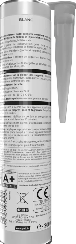 Outlet GEB Exthane colle joint 300 ml blanc