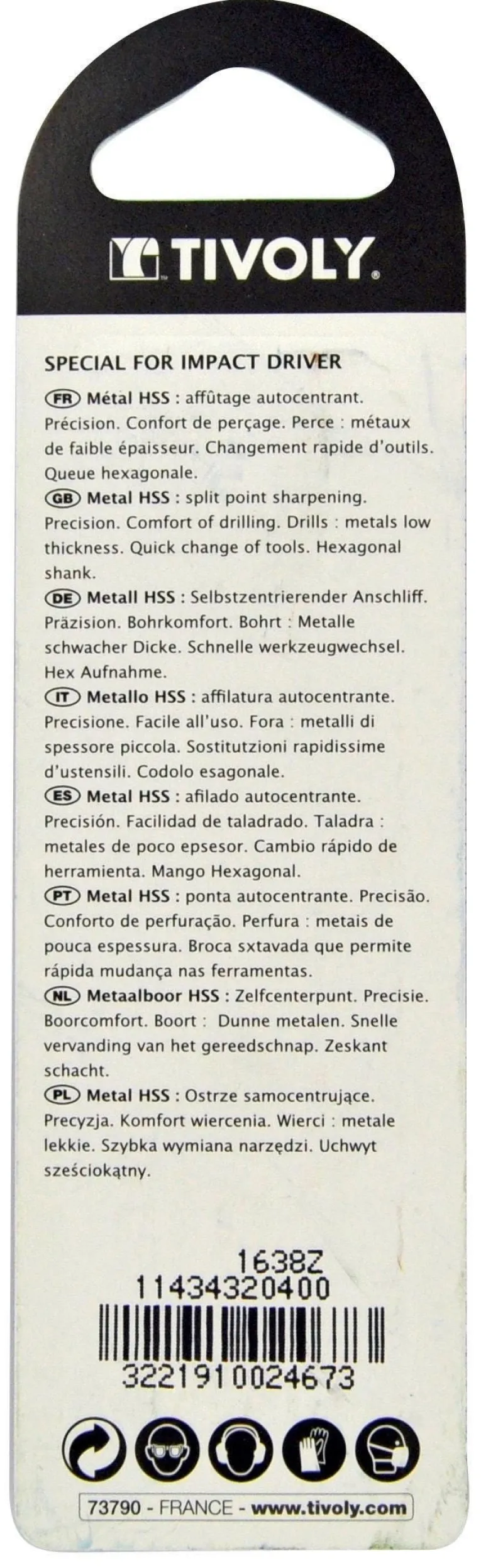 Outlet TIVOLY Foret à métaux taillé meulé Shock Série HSS Ø4mm
