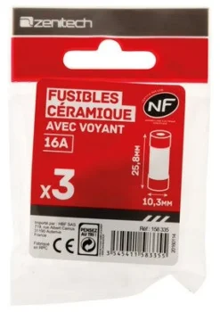 Best 3 fusibles céramique 10,3x 25,8 - 16A avec voyant NF