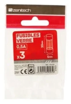 Online 3 fusibles verre Zenitech 5 x 20 mm 0,5A