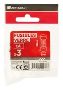 New 3 fusibles verre Zenitech 5 x 20 mm 1A