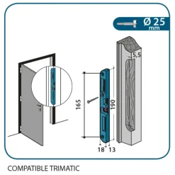 New Gâche centrale à encastrer pour Trimatic 190x18x13mm