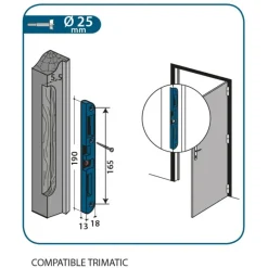 New Gâche centrale à encastrer pour Trimatic 190x18x13mm