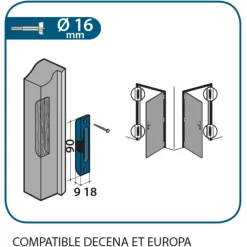 Discount Gâche galet à encastrer pour crémones Decena 90x18mm