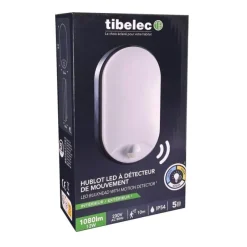 Online TIBELEC Hublot LED ovale noir 12W / 1080LM avec détecteur mouvement