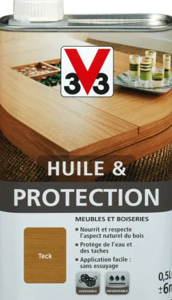 Discount V33 Huile et protection pour meubles/boiseries teck mat 0,5L