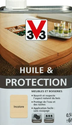 Outlet V33 Huile et protection pour meubles/boiseries incolore mat 0,5L