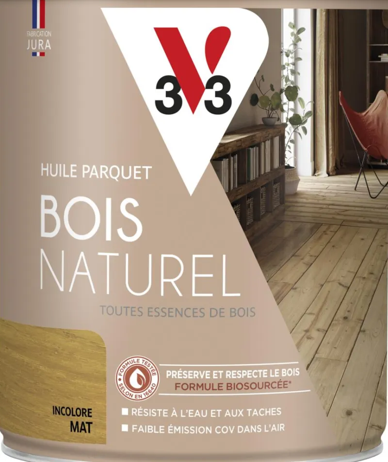 V33 Huile parquet Bois Naturel Incolore 2,5L