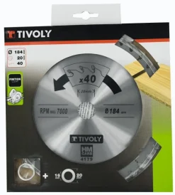 Clearance TIVOLY Lame de scie circulaire/portative finition Ø184mm 40 dents