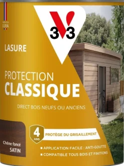 V33 Lasure bois extérieur protection classique chêne foncé 0,75L