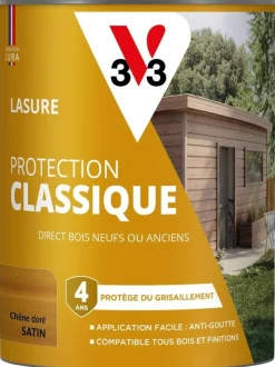 Sale V33 Lasure bois extérieur protection classique chêne dore 0,75L