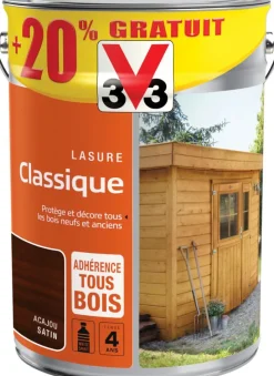 Outlet V33 Lasure classique 5L + 20% acajou