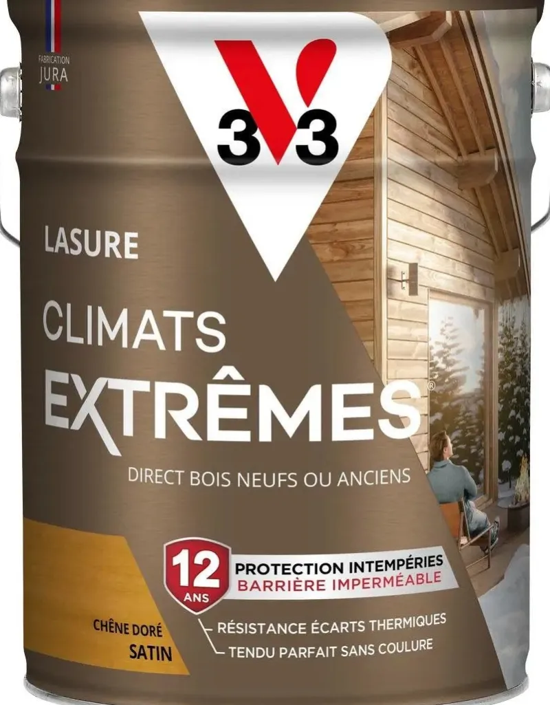 V33 Lasure extérieure Climats Extrêmes 12 ans chêne doré 2,5L