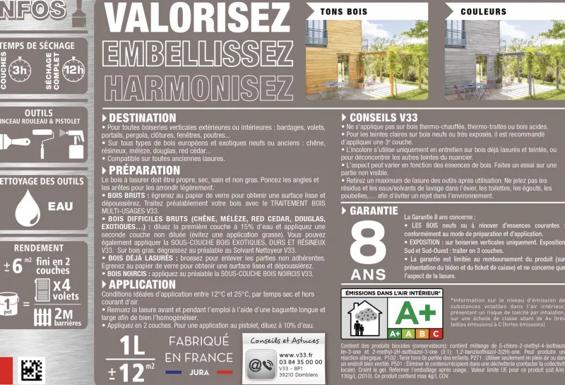 Sale V33 Lasure haute protection Chêne doré 1L