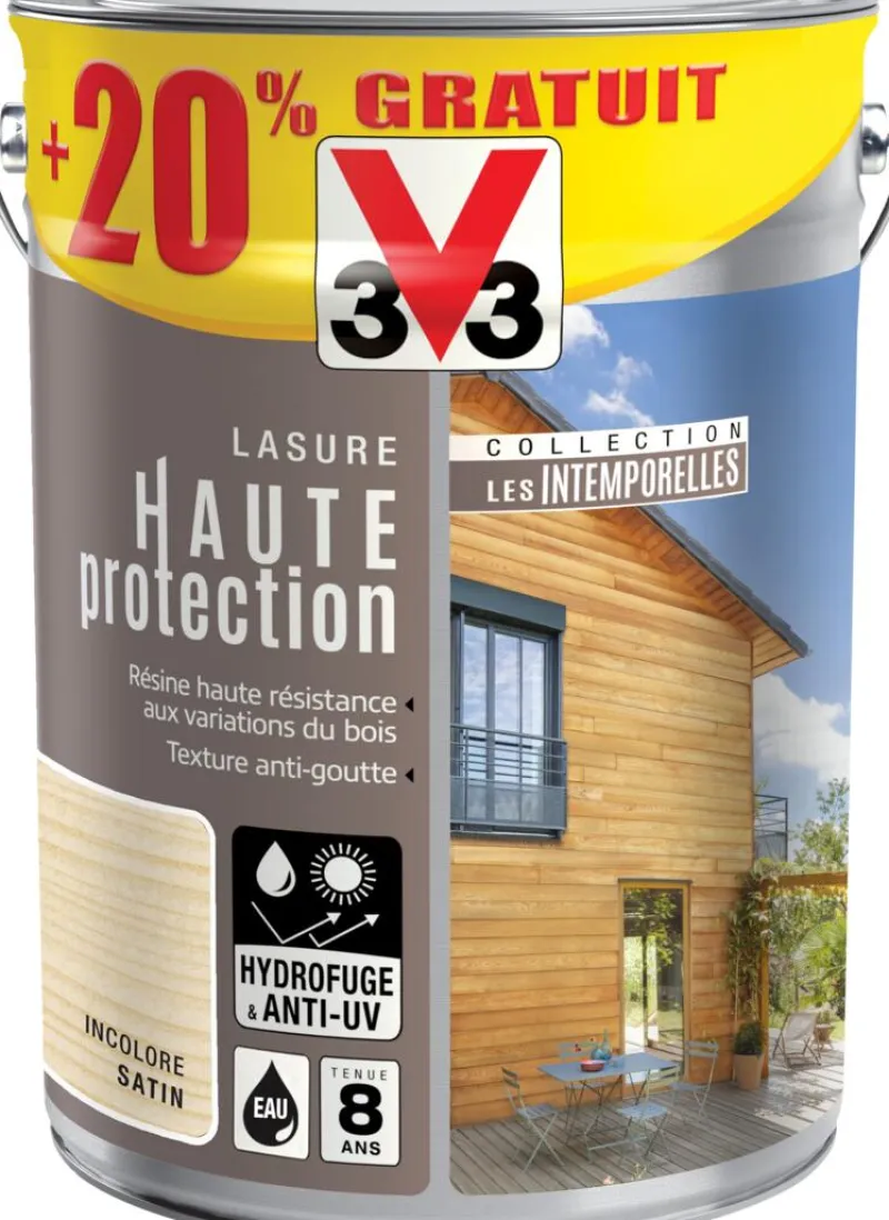 Outlet V33 Lasure haute protection 5L + 20% incolore