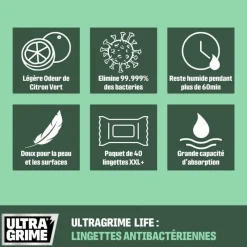 New Lingettes XXL antibactériennes Ultra Grime (x40)