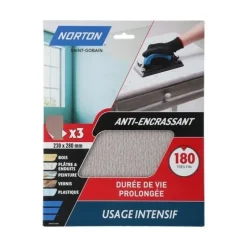 Clearance NORTON Lot de 3 feuilles de ponçage anti-encrassant 230x280mm G180