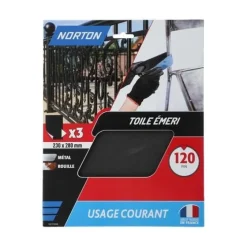 Discount NORTON Lot de 3 feuilles de ponçage Toile Émeri 230x280mm Grain 120