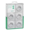 SCHNEIDER Lot de 5 prises 2 pôles Odace plaque style aluminium + terre