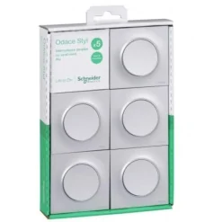 Outlet SCHNEIDER Lot de 5 va-et-vient Odace style aluminium avec plaque