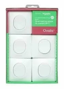 New SCHNEIDER Lot de 5 Va-et-vient + plaques blanc Ovalis
