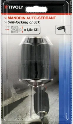 TIVOLY Mandrin autoserrant rev1/2" Ø1,5 à 13mm