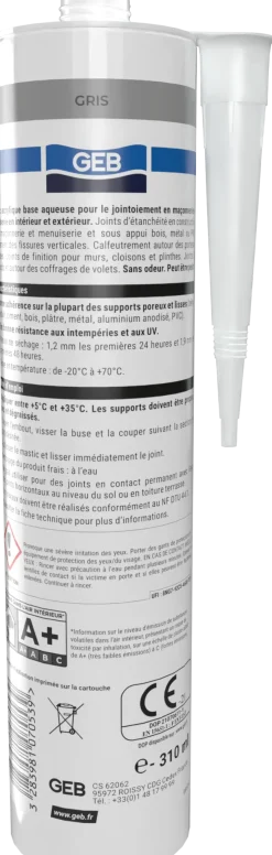 New GEB Mastic Acrybat joint maçonnerie et menuiserie 310 ml blanc