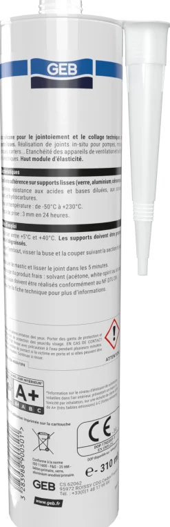 Sale GEB Mastic silicone SICONE S 310 ml blanc