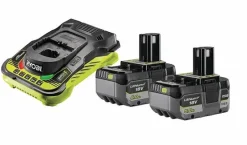 RYOBI Pack 2 batteries 18 V Lithium+ 5,0Ah + chargeur ultra rapide