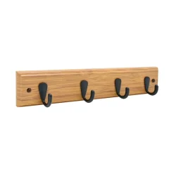 Outlet Patère bambou 4 crochets zamak noir MDF bambou