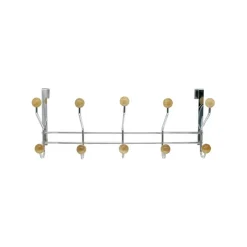 Best Patère pour haut de porte 10 têtes acier chromé boules bois