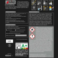 JULIEN Peinture Aérosol Hautes Temperatures Mat Noir 400 ml